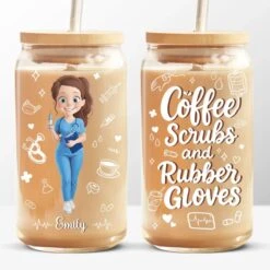 Saving Lives One Cup At A Time - Nurse Personalized Custom Glass Cup, Iced Coffee Cup - Appreciation, Thank You Gift, Nurse Life, Doctor Life