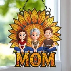 She’s The Sunshine That Holds Us Together - Family Personalized Window Hanging Suncatcher Ornament - Mother's Day, Gift For Mom, Grandma