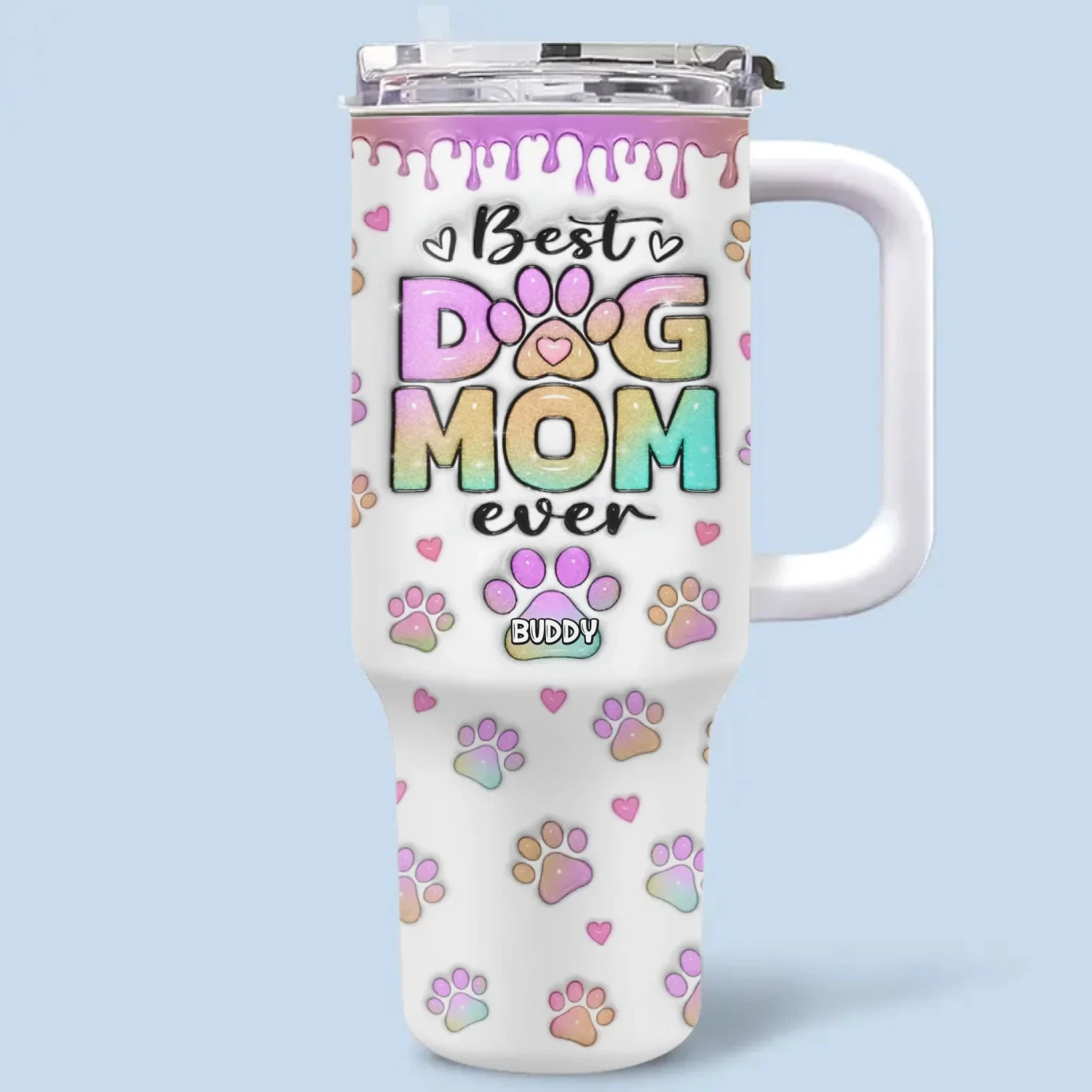 My Heart Belongs To My Furry Babies - Dog Personalized Custom 3D Inflated Effect Printed 40 Oz Stainless Steel Tumbler With Handle - Gift For Pet Owners, Pet Lovers 2 My Heart Belongs To My Furry Babies - Dog Personalized Custom 3D Inflated Effect Printed 40 Oz Stainless Steel Tumbler With Handle - Gift For Pet Owners, Pet Lovers - Image 2