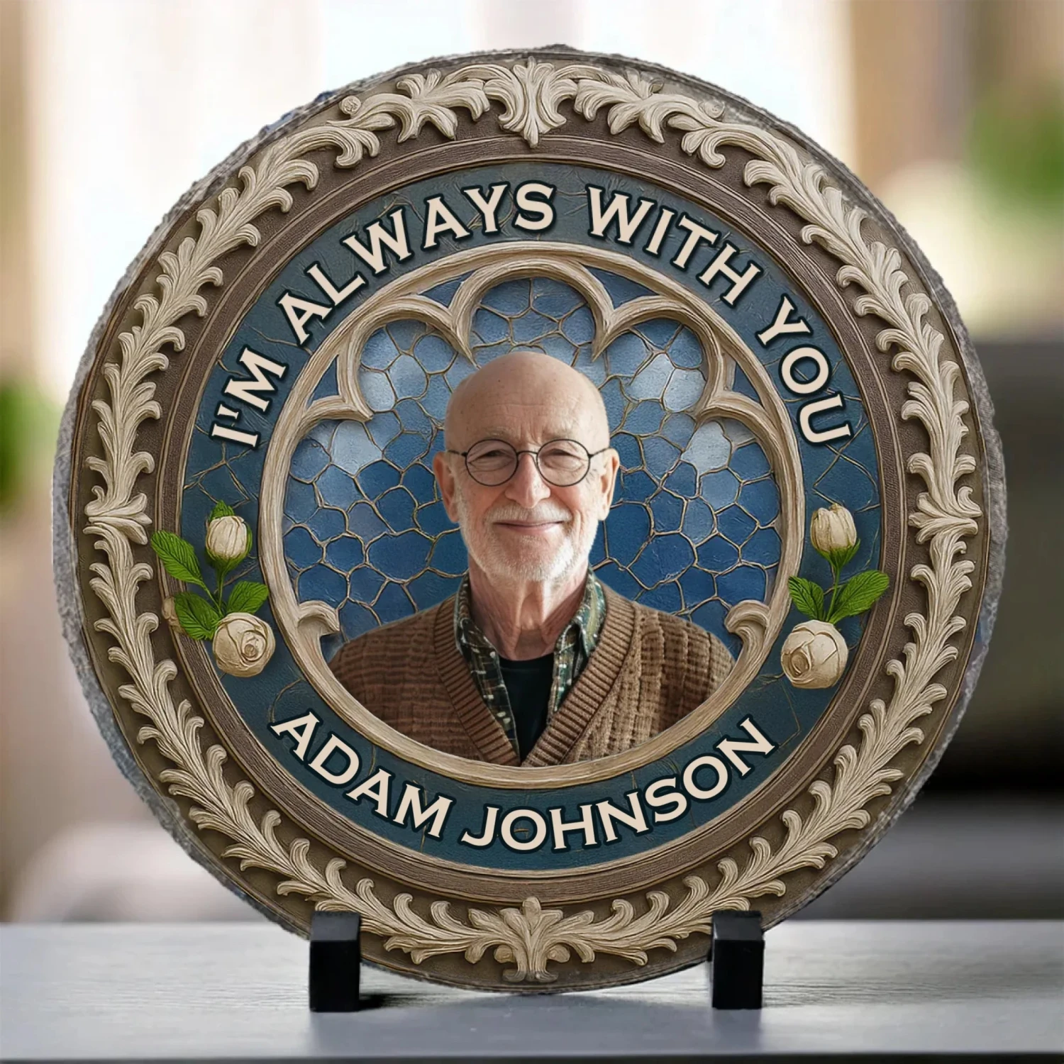 Custom Photo Your Love Still Guides Me - Memorial Personalized Custom Round Shaped Stone With Stand - Sympathy Gift For Family Members 2 Custom Photo Your Love Still Guides Me - Memorial Personalized Custom Round Shaped Stone With Stand - Sympathy Gift For Family Members - Image 2