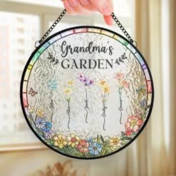 Sunshine, Petals And Grandma’s Love - Family Personalized Custom Stained Glass Window Hanging Suncatcher - Mother's Day, Gift For Mom, Grandma -Pawfect House Store 67ed10aa5fa31