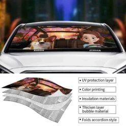 Paws On Board, Fun Ahead - Dog & Cat Personalized Custom Auto Windshield Sunshade, Car Window Protector - Mother's Day, Gift For Pet Owners, Pet Lovers -Pawfect House Store 67edfb3483b0a