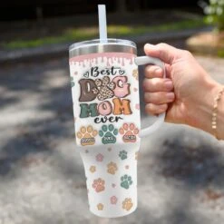 My Kids Have Paws - Dog Personalized Custom 3D Inflated Effect Printed 40 Oz Stainless Steel Tumbler With Handle - Gift For Pet Owners, Pet Lovers -Pawfect House Store 67ee03a8585ff