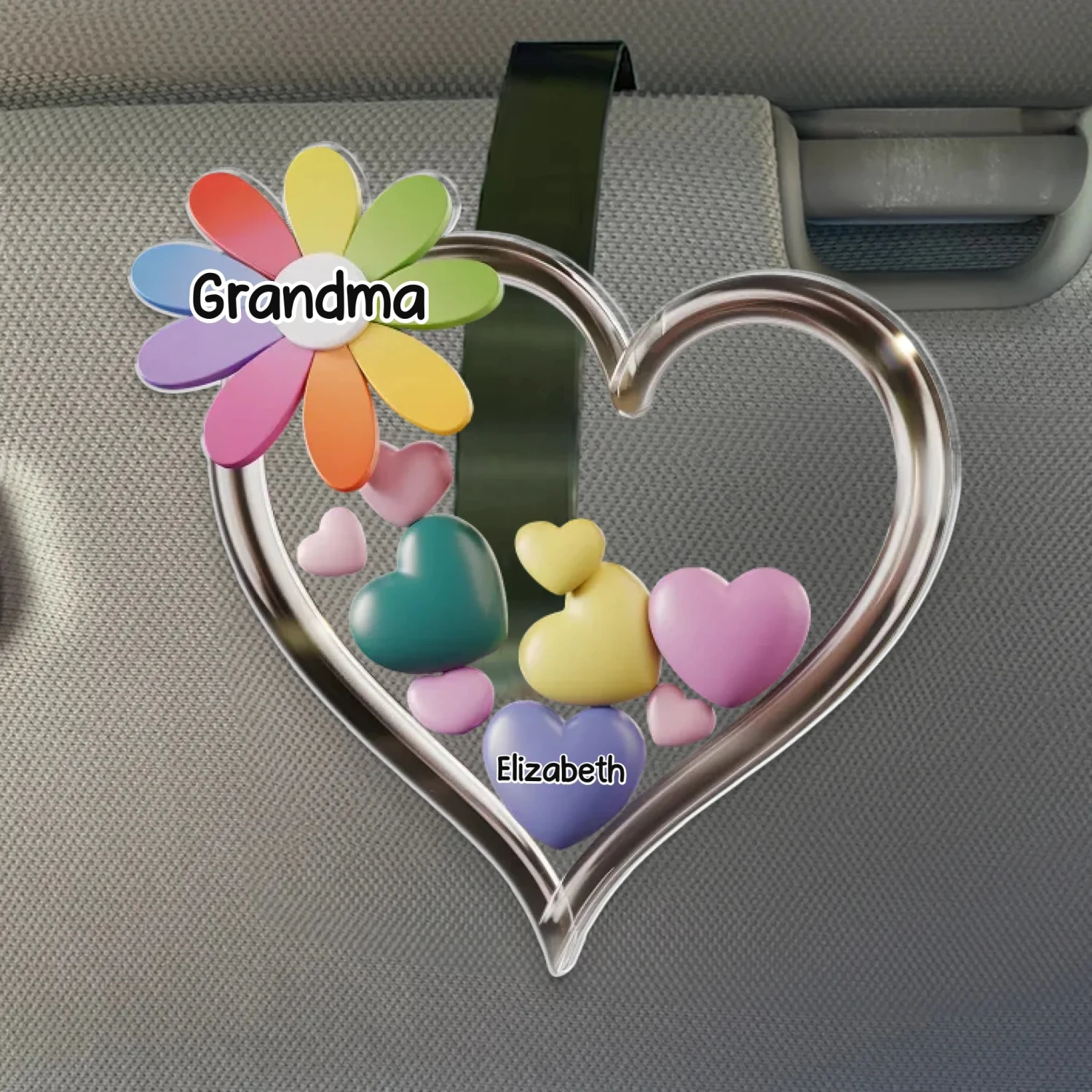 Love Grows Here - Family Personalized Custom Acrylic Car Visor Clip - Mother's Day, Gift For Mom, Grandma 2 Love Grows Here - Family Personalized Custom Acrylic Car Visor Clip - Mother's Day, Gift For Mom, Grandma - Image 2