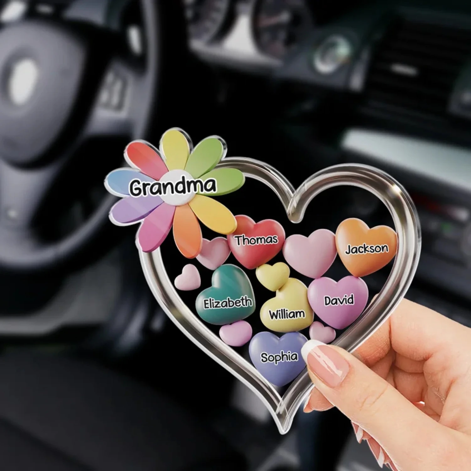 Love Grows Here - Family Personalized Custom Acrylic Car Visor Clip - Mother's Day, Gift For Mom, Grandma 3 Love Grows Here - Family Personalized Custom Acrylic Car Visor Clip - Mother's Day, Gift For Mom, Grandma - Image 3