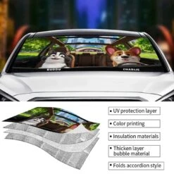 Cruisin’ With My Co-Pawlots - Dog & Cat Personalized Custom Auto Windshield Sunshade, Car Window Protector - Gift For Pet Owners, Pet Lovers -Pawfect House Store 67ee06998a499