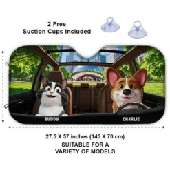 Cruisin’ With My Co-Pawlots - Dog & Cat Personalized Custom Auto Windshield Sunshade, Car Window Protector - Gift For Pet Owners, Pet Lovers -Pawfect House Store 67ee069a96fd0