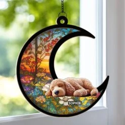 My Moon, My Memory, My Love - Memorial Personalized Window Hanging Suncatcher Ornament - Sympathy Gift For Pet Owners, Pet Lovers