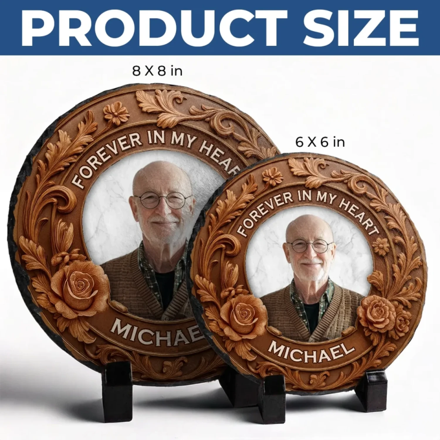 Custom Photo Always With Us, Always Watching Over - Memorial Personalized Custom Round Shaped Stone With Stand - Sympathy Gift For Family Members 5 Custom Photo Always With Us, Always Watching Over - Memorial Personalized Custom Round Shaped Stone With Stand - Sympathy Gift For Family Members - Image 5