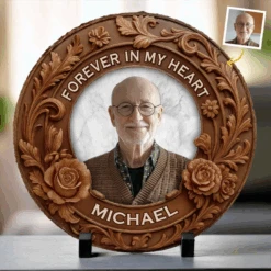 Custom Photo Always With Us, Always Watching Over - Memorial Personalized Custom Round Shaped Stone With Stand - Sympathy Gift For Family Members