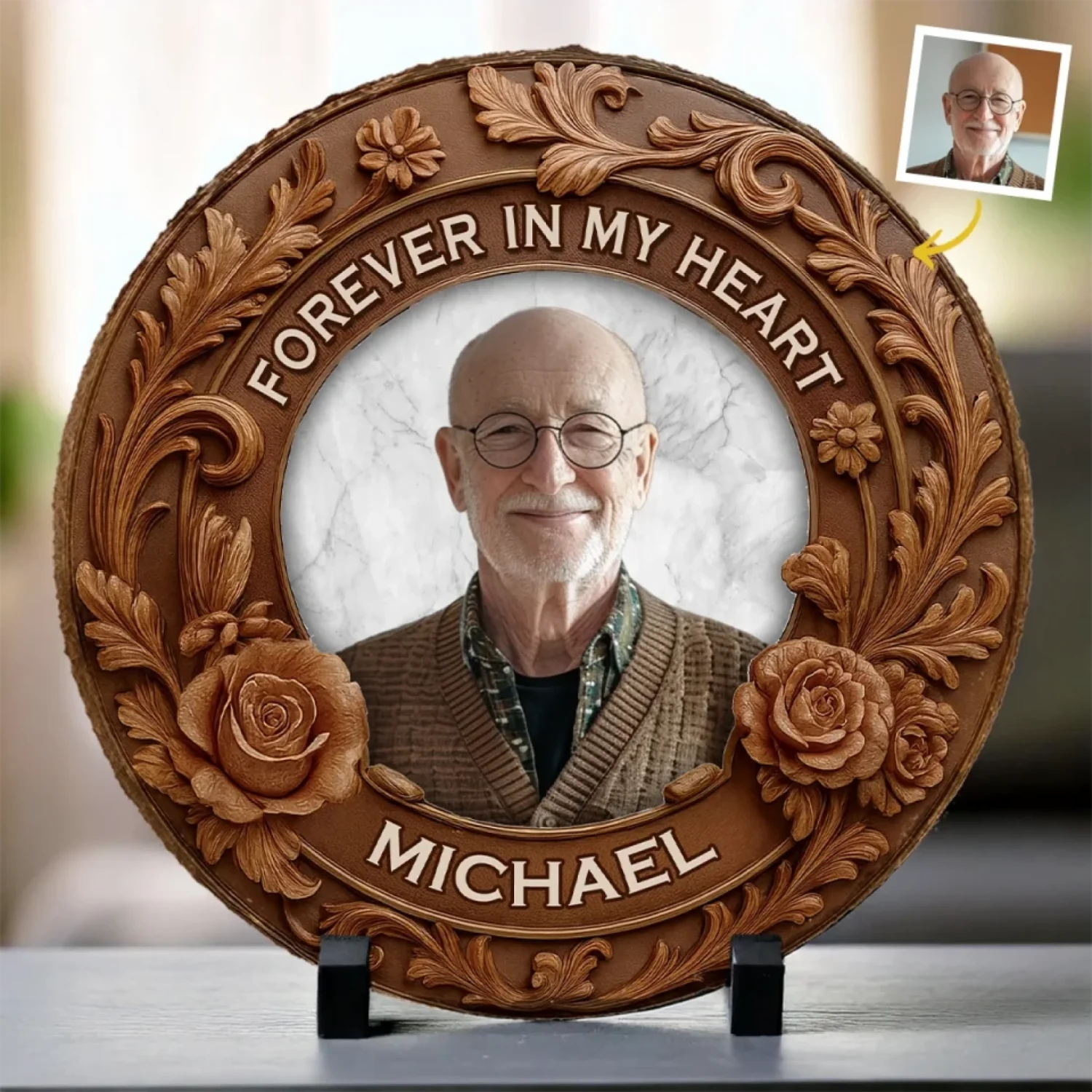 Custom Photo Always With Us, Always Watching Over - Memorial Personalized Custom Round Shaped Stone With Stand - Sympathy Gift For Family Members 1 Custom Photo Always With Us, Always Watching Over - Memorial Personalized Custom Round Shaped Stone With Stand - Sympathy Gift For Family Members
