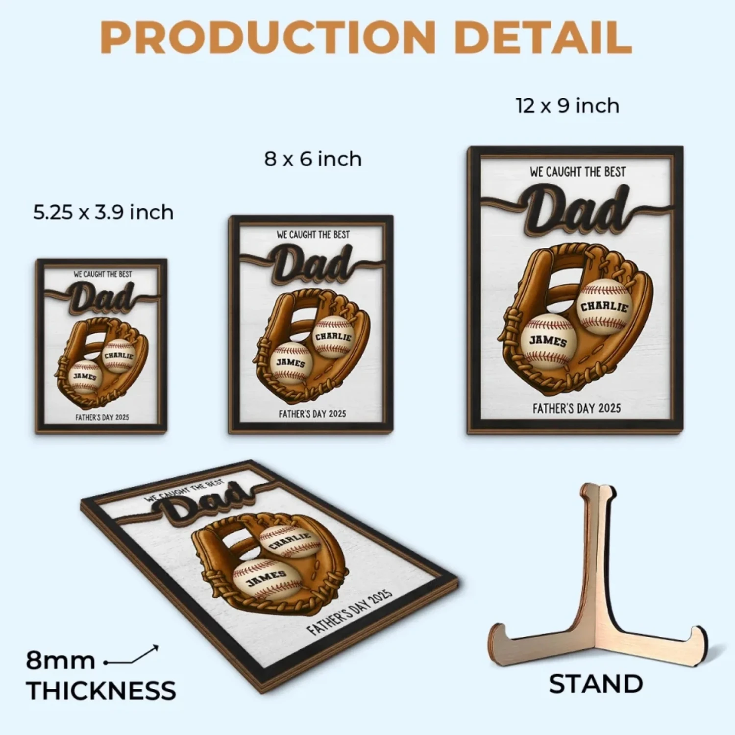 We Caught The Best One - Family Personalized Custom 2-Layered Wooden Plaque With Stand - Father's Day, Gift For Dad, Sport Lovers, Sport Players 6 We Caught The Best One - Family Personalized Custom 2-Layered Wooden Plaque With Stand - Father's Day, Gift For Dad, Sport Lovers, Sport Players - Image 6