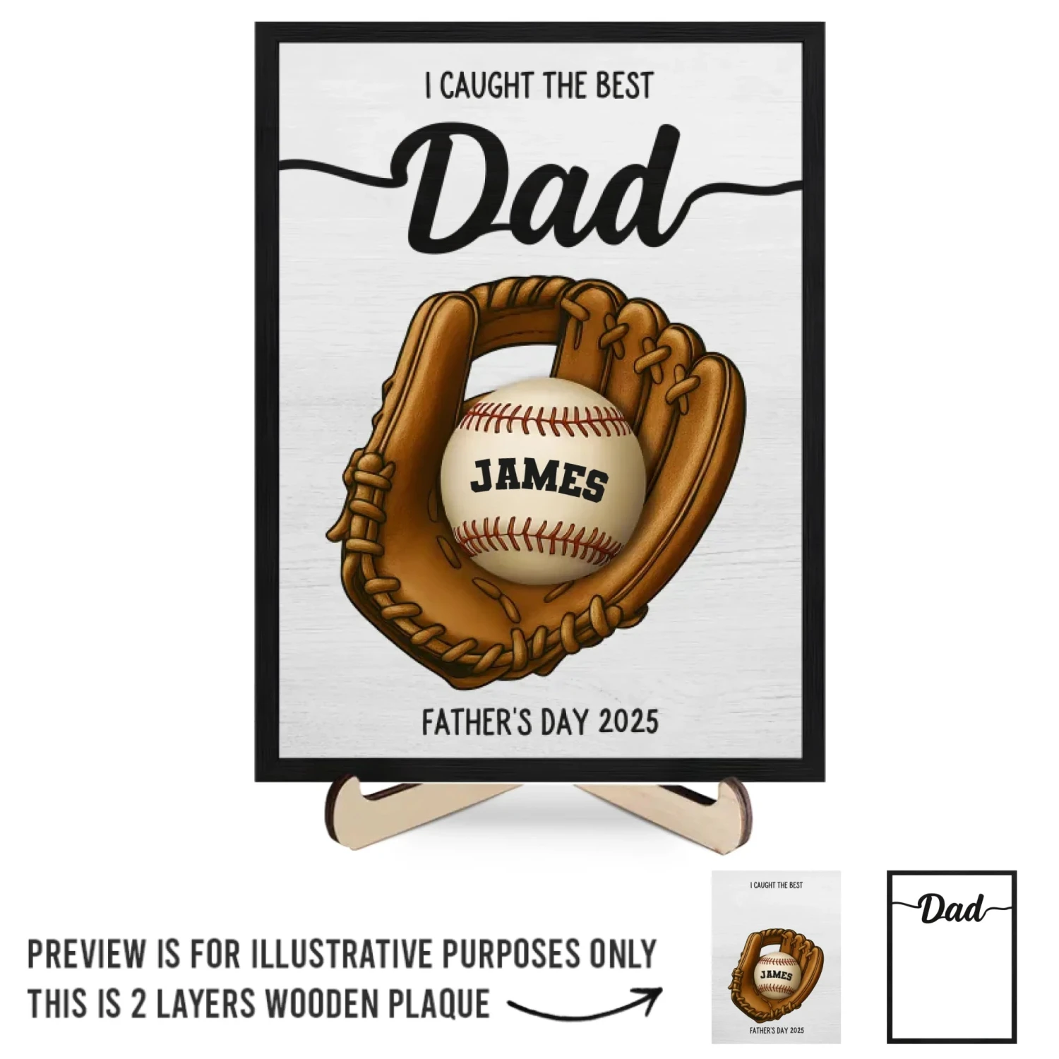 We Caught The Best One - Family Personalized Custom 2-Layered Wooden Plaque With Stand - Father's Day, Gift For Dad, Sport Lovers, Sport Players 2 We Caught The Best One - Family Personalized Custom 2-Layered Wooden Plaque With Stand - Father's Day, Gift For Dad, Sport Lovers, Sport Players - Image 2