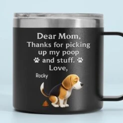 Behind Every Bark Is A Loving Mom - Dog Personalized Custom 14oz Stainless Steel Tumbler With Handle - Mother's Day, Gift For Pet Owners, Pet Lovers