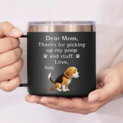 Behind Every Bark Is A Loving Mom - Dog Personalized Custom 14oz Stainless Steel Tumbler With Handle - Mother's Day, Gift For Pet Owners, Pet Lovers -Pawfect House Store 67f5eb0be536d