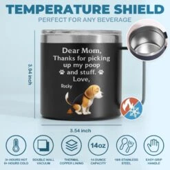 Behind Every Bark Is A Loving Mom - Dog Personalized Custom 14oz Stainless Steel Tumbler With Handle - Mother's Day, Gift For Pet Owners, Pet Lovers -Pawfect House Store 67f5eb0c1cb6c