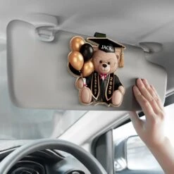 Proudly Graduated And Still Huggable - Family Personalized Custom Car Visor Clip - Graduation Gift For Family Members, Siblings, Brothers, Sisters -Pawfect House Store 67f63749a1e13