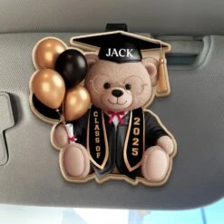 Proudly Graduated And Still Huggable - Family Personalized Custom Car Visor Clip - Graduation Gift For Family Members, Siblings, Brothers, Sisters