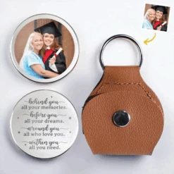 Custom Photo Caps Off To Your Journey - Family Personalized Custom Pocket Hug - Graduation Gift For Family Members, Siblings, Brothers, Sisters