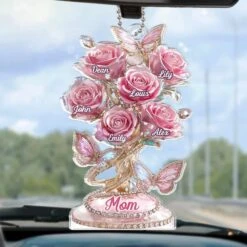 Every Rose Tells Your Story - Family Personalized Custom Car Ornament - Acrylic Custom Shaped - Mother's Day, Gift For Mom, Grandma