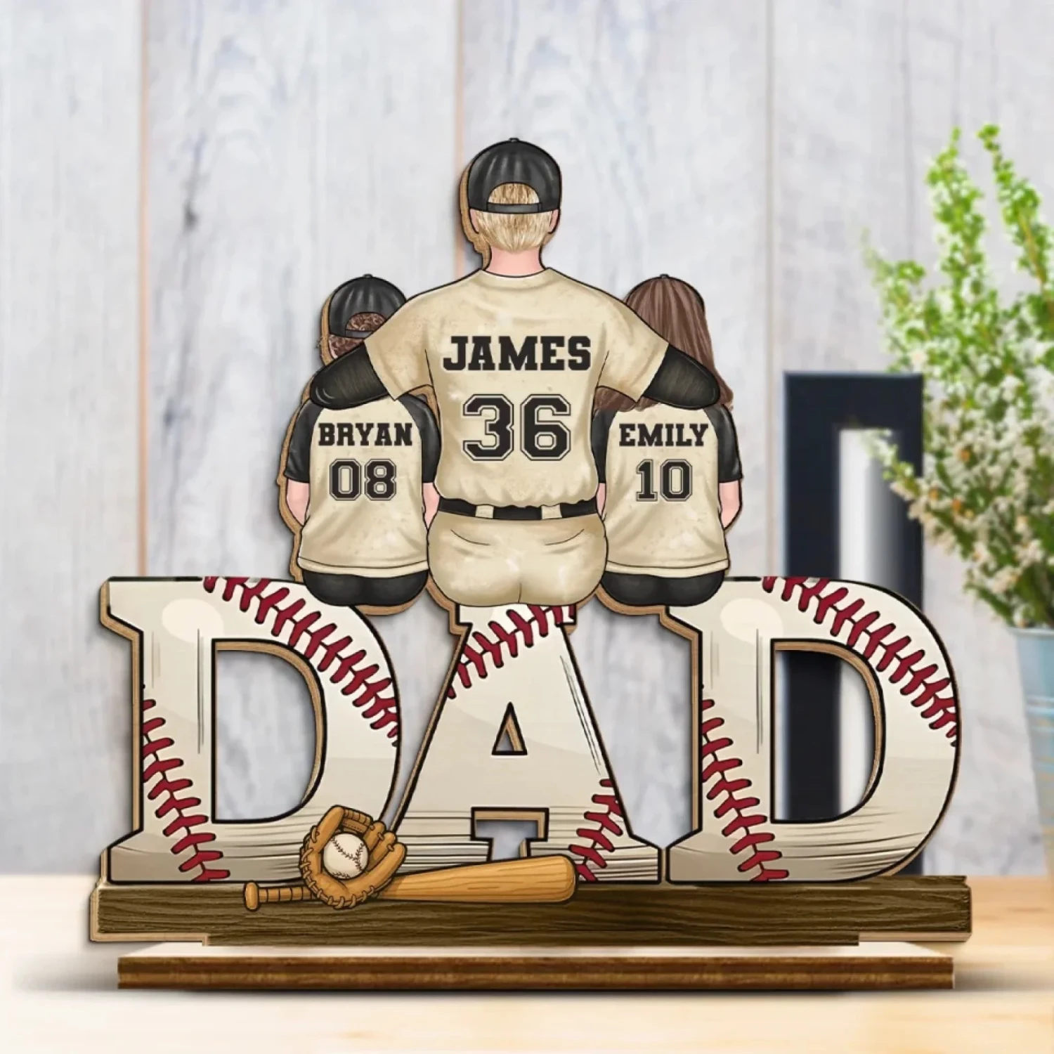 Our Favorite Position, Right Beside Dad - Family Personalized Custom Shaped 2-Layered Wooden Plaque With Flat Stand - Father's Day, House Warming Gift For Dad, Sport Lovers, Sport Players 3 Our Favorite Position, Right Beside Dad - Family Personalized Custom Shaped 2-Layered Wooden Plaque With Flat Stand - Father's Day, House Warming Gift For Dad, Sport Lovers, Sport Players - Image 3