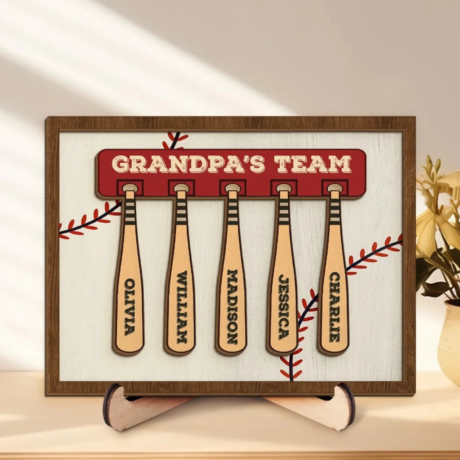 His Team, His Pride - Family Personalized Custom 2-Layered Wooden Plaque With Stand - Father's Day, Gift For Dad, Grandpa, Sport Lovers, Sport Players 1 His Team, His Pride - Family Personalized Custom 2-Layered Wooden Plaque With Stand - Father's Day, Gift For Dad, Grandpa, Sport Lovers, Sport Players
