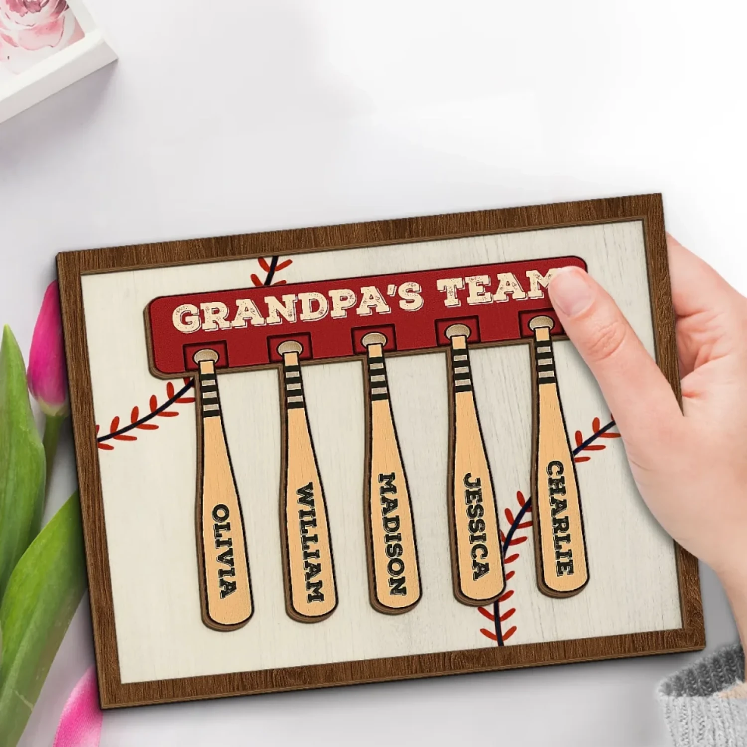 His Team, His Pride - Family Personalized Custom 2-Layered Wooden Plaque With Stand - Father's Day, Gift For Dad, Grandpa, Sport Lovers, Sport Players 3 His Team, His Pride - Family Personalized Custom 2-Layered Wooden Plaque With Stand - Father's Day, Gift For Dad, Grandpa, Sport Lovers, Sport Players - Image 3