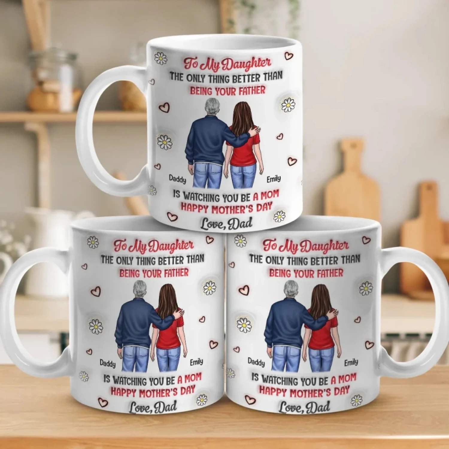Generations Of Love, One Proud Dad - Family Personalized Custom 3D Inflated Effect Printed Mug - Mother's Day, Gift For Dad, Daughter 5 Generations Of Love, One Proud Dad - Family Personalized Custom 3D Inflated Effect Printed Mug - Mother's Day, Gift For Dad, Daughter - Image 5