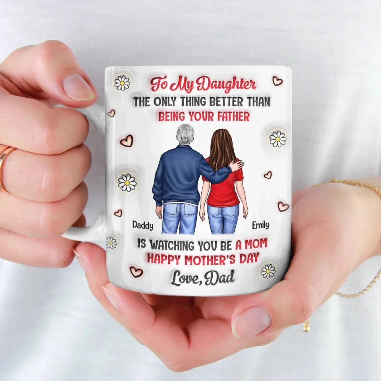 Generations Of Love, One Proud Dad - Family Personalized Custom 3D Inflated Effect Printed Mug - Mother's Day, Gift For Dad, Daughter 4 Generations Of Love, One Proud Dad - Family Personalized Custom 3D Inflated Effect Printed Mug - Mother's Day, Gift For Dad, Daughter - Image 4