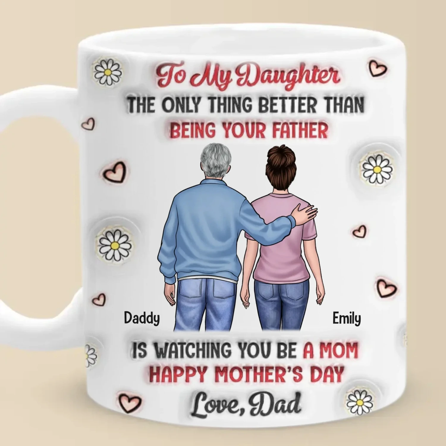 Generations Of Love, One Proud Dad - Family Personalized Custom 3D Inflated Effect Printed Mug - Mother's Day, Gift For Dad, Daughter 2 Generations Of Love, One Proud Dad - Family Personalized Custom 3D Inflated Effect Printed Mug - Mother's Day, Gift For Dad, Daughter - Image 2