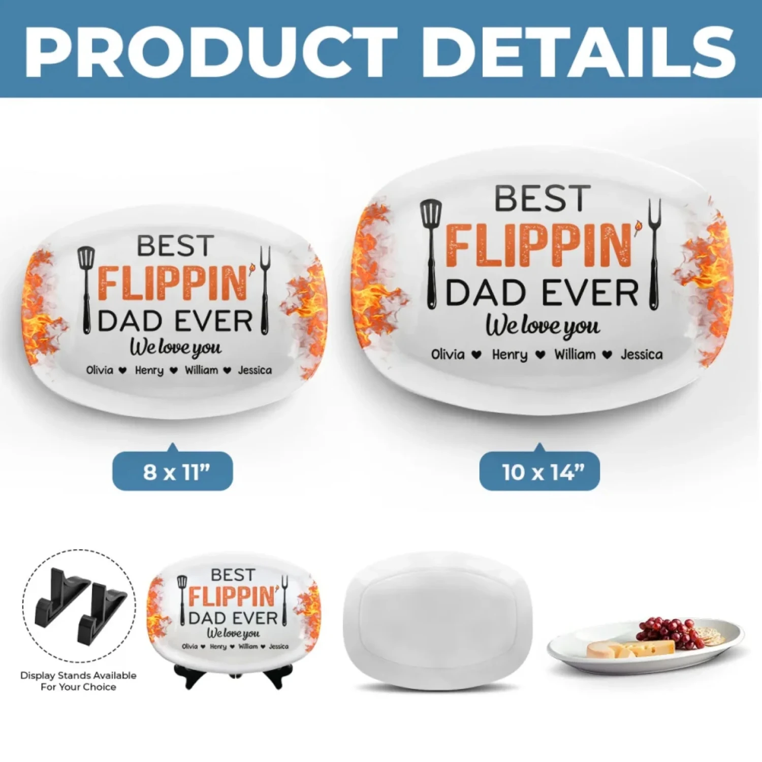 Best Flippin’ Dad Ever - Family Personalized Custom Platter - Father's Day, Gift For Dad, Grandpa 5 Best Flippin’ Dad Ever - Family Personalized Custom Platter - Father's Day, Gift For Dad, Grandpa - Image 5