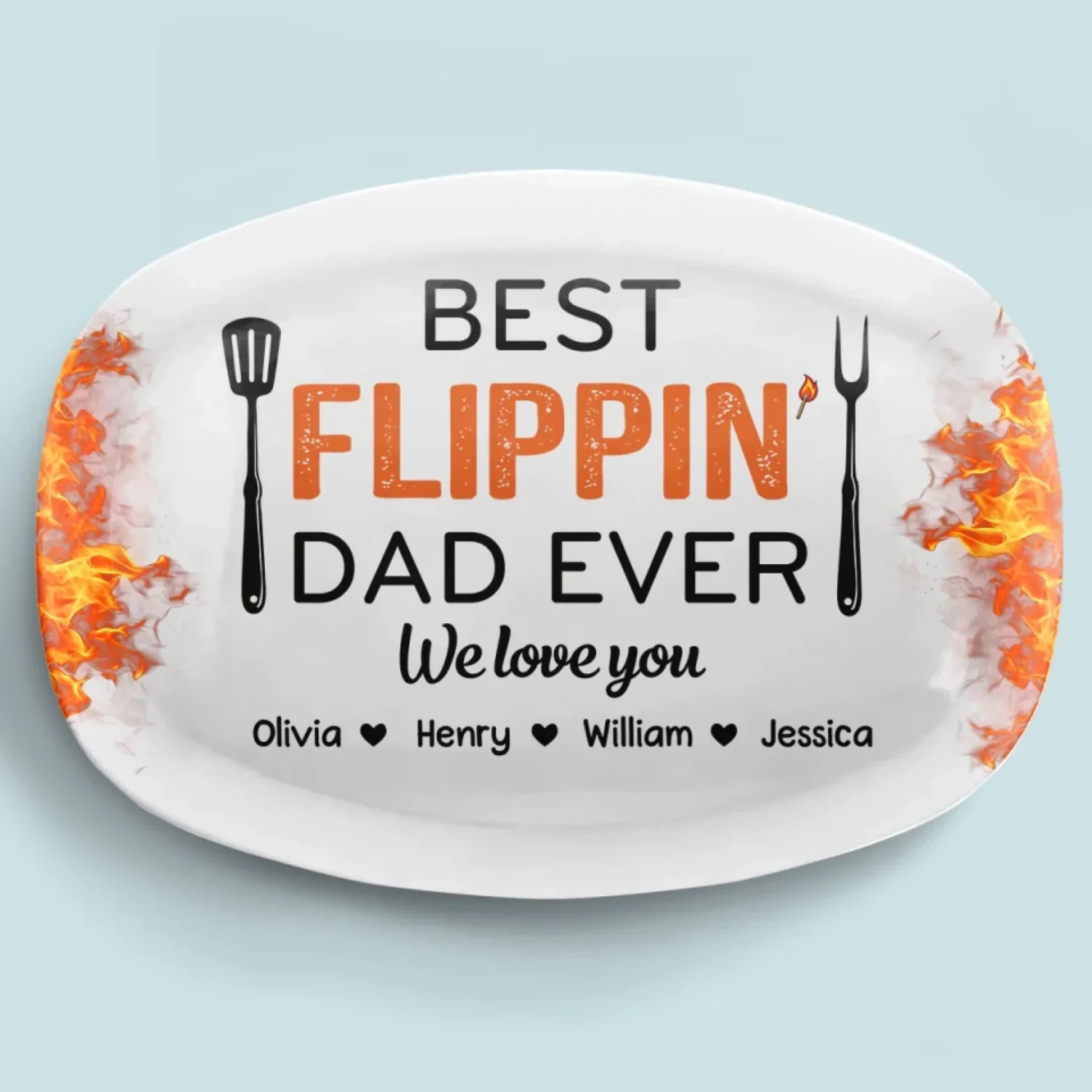 Best Flippin’ Dad Ever - Family Personalized Custom Platter - Father's Day, Gift For Dad, Grandpa 1 Best Flippin’ Dad Ever - Family Personalized Custom Platter - Father's Day, Gift For Dad, Grandpa