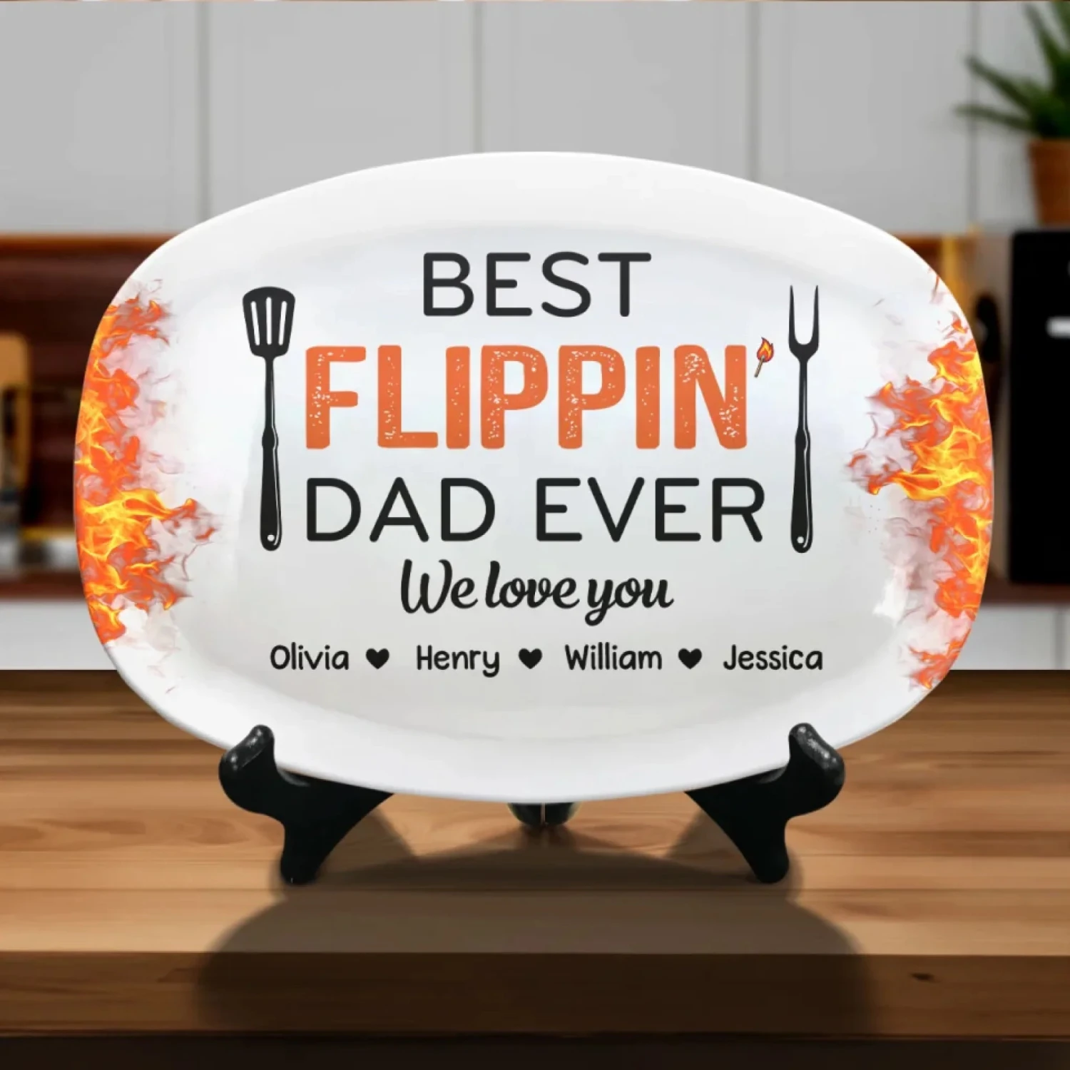 Best Flippin’ Dad Ever - Family Personalized Custom Platter - Father's Day, Gift For Dad, Grandpa 4 Best Flippin’ Dad Ever - Family Personalized Custom Platter - Father's Day, Gift For Dad, Grandpa - Image 4