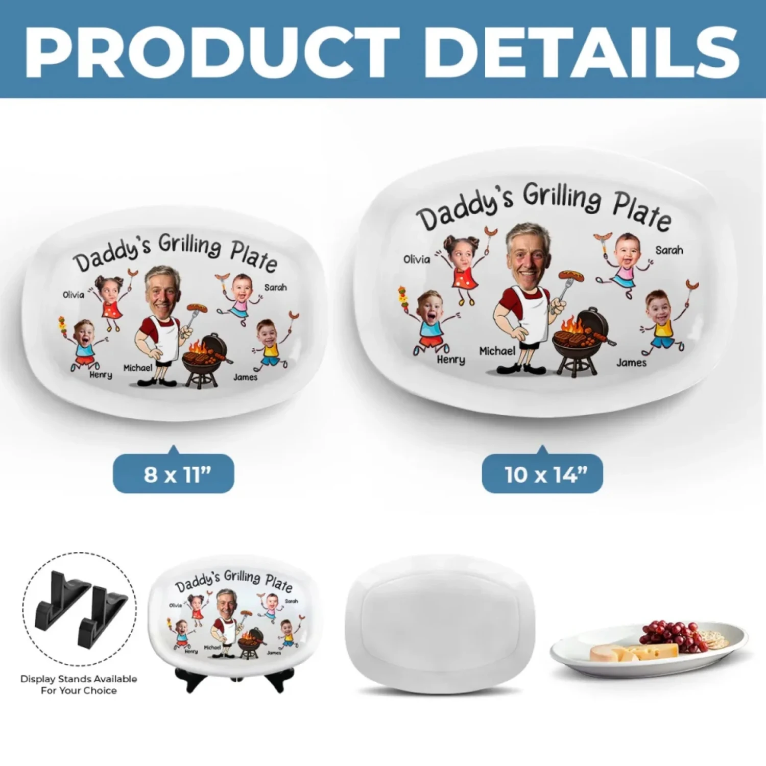 Custom Photo Serving Up Love, One BBQ At A Time - Family Personalized Custom Platter - Father's Day, Gift For Dad, Grandpa 5 Custom Photo Serving Up Love, One BBQ At A Time - Family Personalized Custom Platter - Father's Day, Gift For Dad, Grandpa - Image 5