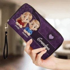 Where Love Is Always Within Reach - Family Personalized Custom Leather Long Wallet - Mother's Day, Gift For Mom, Grandma -Pawfect House Store 680099ef30ea1