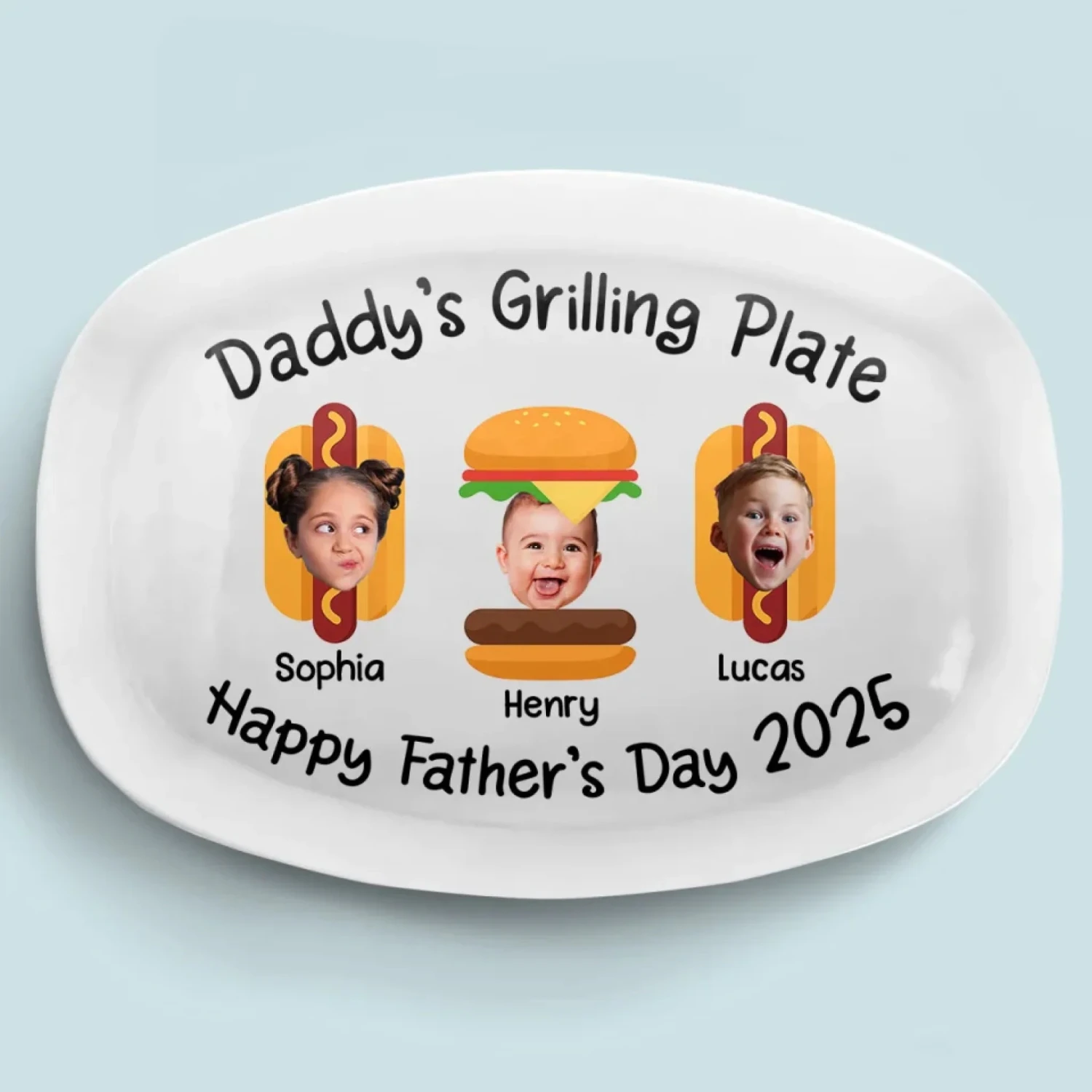 Custom Photo Grill Master, Tiny Tasters - Family Personalized Custom Platter - Father's Day, Gift For Dad, Grandpa 1 Custom Photo Grill Master, Tiny Tasters - Family Personalized Custom Platter - Father's Day, Gift For Dad, Grandpa