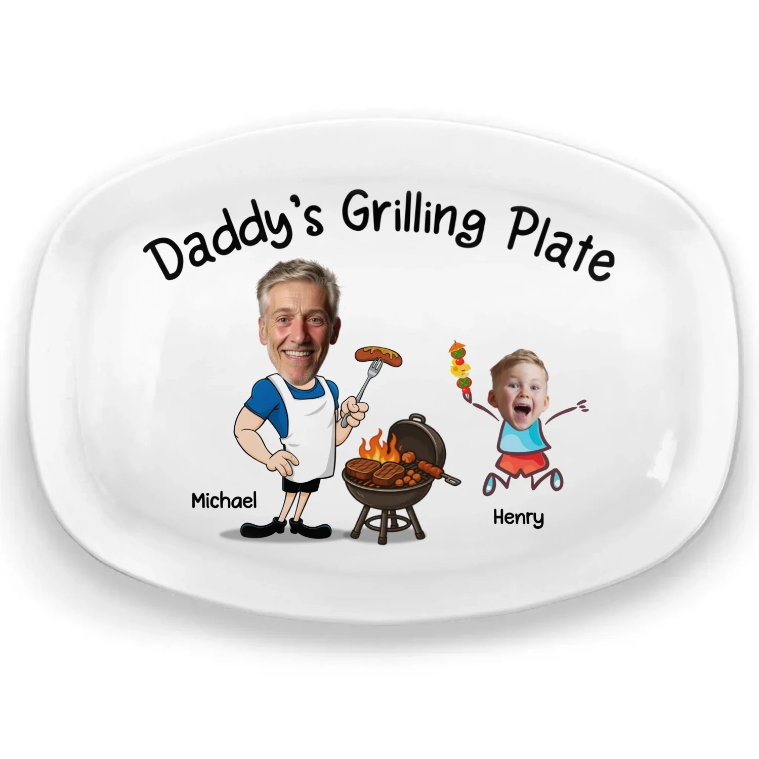 Custom Photo Serving Up Love, One BBQ At A Time - Family Personalized Custom Platter - Father's Day, Gift For Dad, Grandpa 2 Custom Photo Serving Up Love, One BBQ At A Time - Family Personalized Custom Platter - Father's Day, Gift For Dad, Grandpa - Image 2