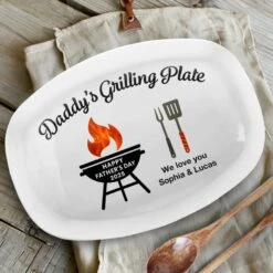 Fired Up For Father’s Day - Family Personalized Custom Platter - Father's Day, Gift For Dad, Grandpa -Pawfect House Store 6800a13c82ba7