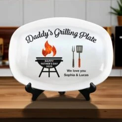 Fired Up For Father’s Day - Family Personalized Custom Platter - Father's Day, Gift For Dad, Grandpa -Pawfect House Store 6800a13c967c7