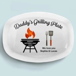 Fired Up For Father’s Day - Family Personalized Custom Platter - Father's Day, Gift For Dad, Grandpa