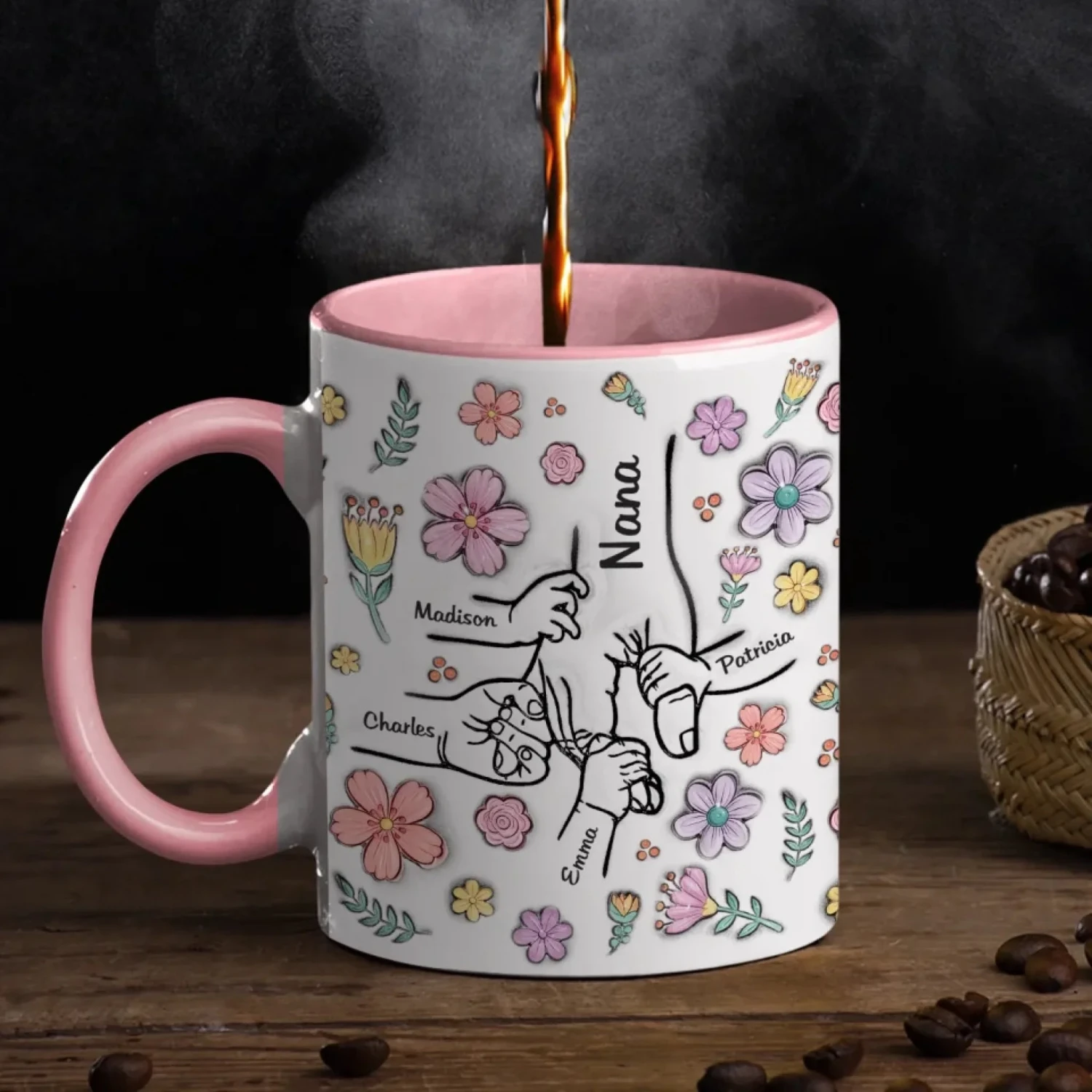 Blooming Together, Held Forever - Family Personalized Custom 3D Inflated Effect Printed Accent Mug - Mother's Day, Gift For Mom, Grandma 3 Blooming Together, Held Forever - Family Personalized Custom 3D Inflated Effect Printed Accent Mug - Mother's Day, Gift For Mom, Grandma - Image 3