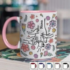 Blooming Together, Held Forever - Family Personalized Custom 3D Inflated Effect Printed Accent Mug - Mother's Day, Gift For Mom, Grandma