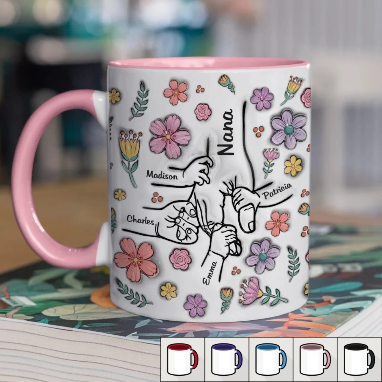 Blooming Together, Held Forever - Family Personalized Custom 3D Inflated Effect Printed Accent Mug - Mother's Day, Gift For Mom, Grandma 1 Blooming Together, Held Forever - Family Personalized Custom 3D Inflated Effect Printed Accent Mug - Mother's Day, Gift For Mom, Grandma