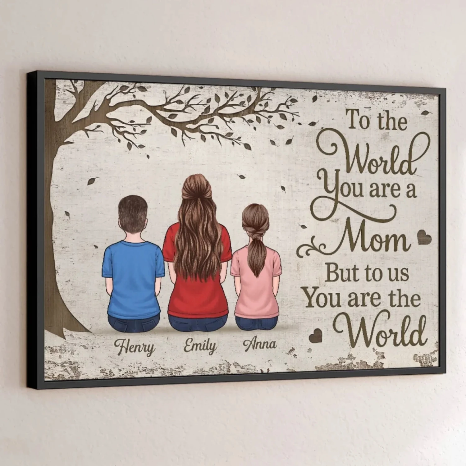 To The World You Are A Mom, But To Us You Are The World - Family Personalized Custom Horizontal Poster - Mother's Day, Gift For Mom 1 To The World You Are A Mom, But To Us You Are The World - Family Personalized Custom Horizontal Poster - Mother's Day, Gift For Mom