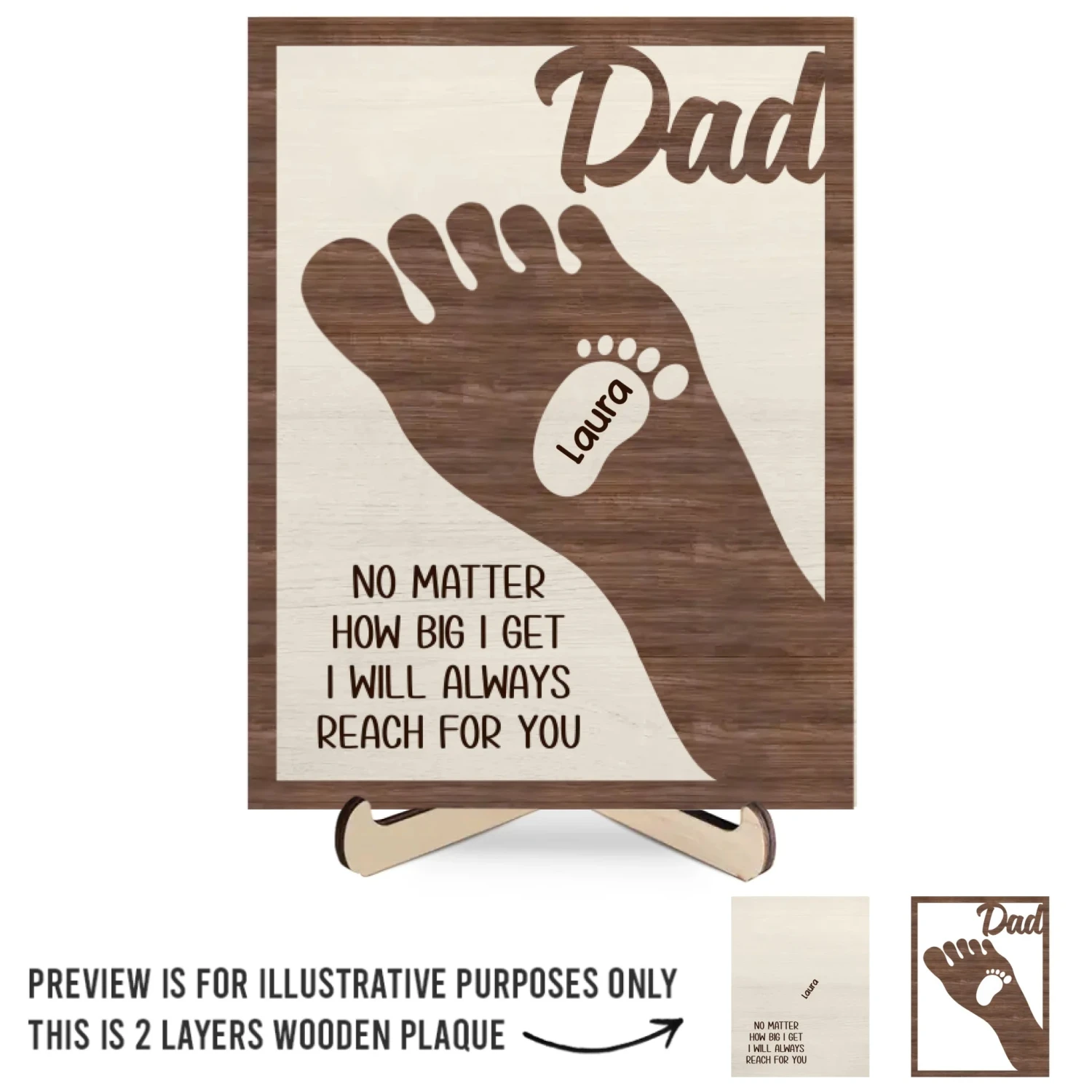 We're Following In Your Footsteps - Family Personalized Custom 2-Layered Wooden Plaque With Stand - Father's Day, Gift For Dad, Grandpa 2 We're Following In Your Footsteps - Family Personalized Custom 2-Layered Wooden Plaque With Stand - Father's Day, Gift For Dad, Grandpa - Image 2
