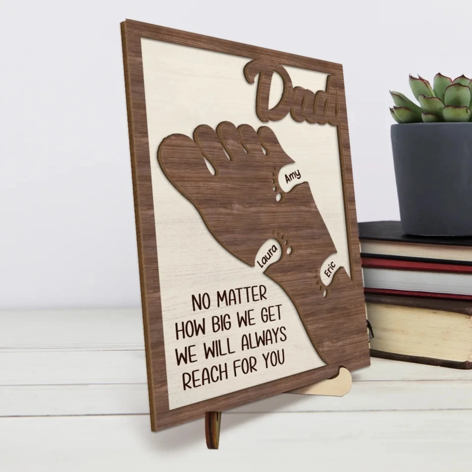 We're Following In Your Footsteps - Family Personalized Custom 2-Layered Wooden Plaque With Stand - Father's Day, Gift For Dad, Grandpa 4 We're Following In Your Footsteps - Family Personalized Custom 2-Layered Wooden Plaque With Stand - Father's Day, Gift For Dad, Grandpa - Image 4