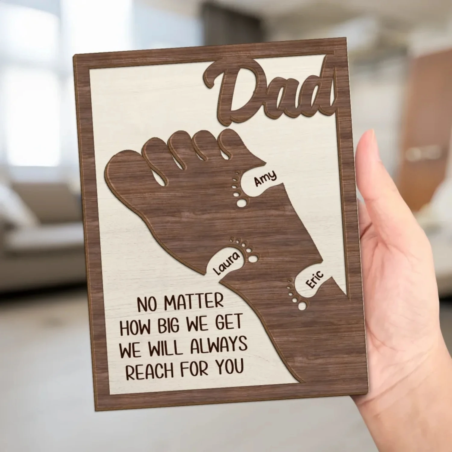 We're Following In Your Footsteps - Family Personalized Custom 2-Layered Wooden Plaque With Stand - Father's Day, Gift For Dad, Grandpa 5 We're Following In Your Footsteps - Family Personalized Custom 2-Layered Wooden Plaque With Stand - Father's Day, Gift For Dad, Grandpa - Image 5