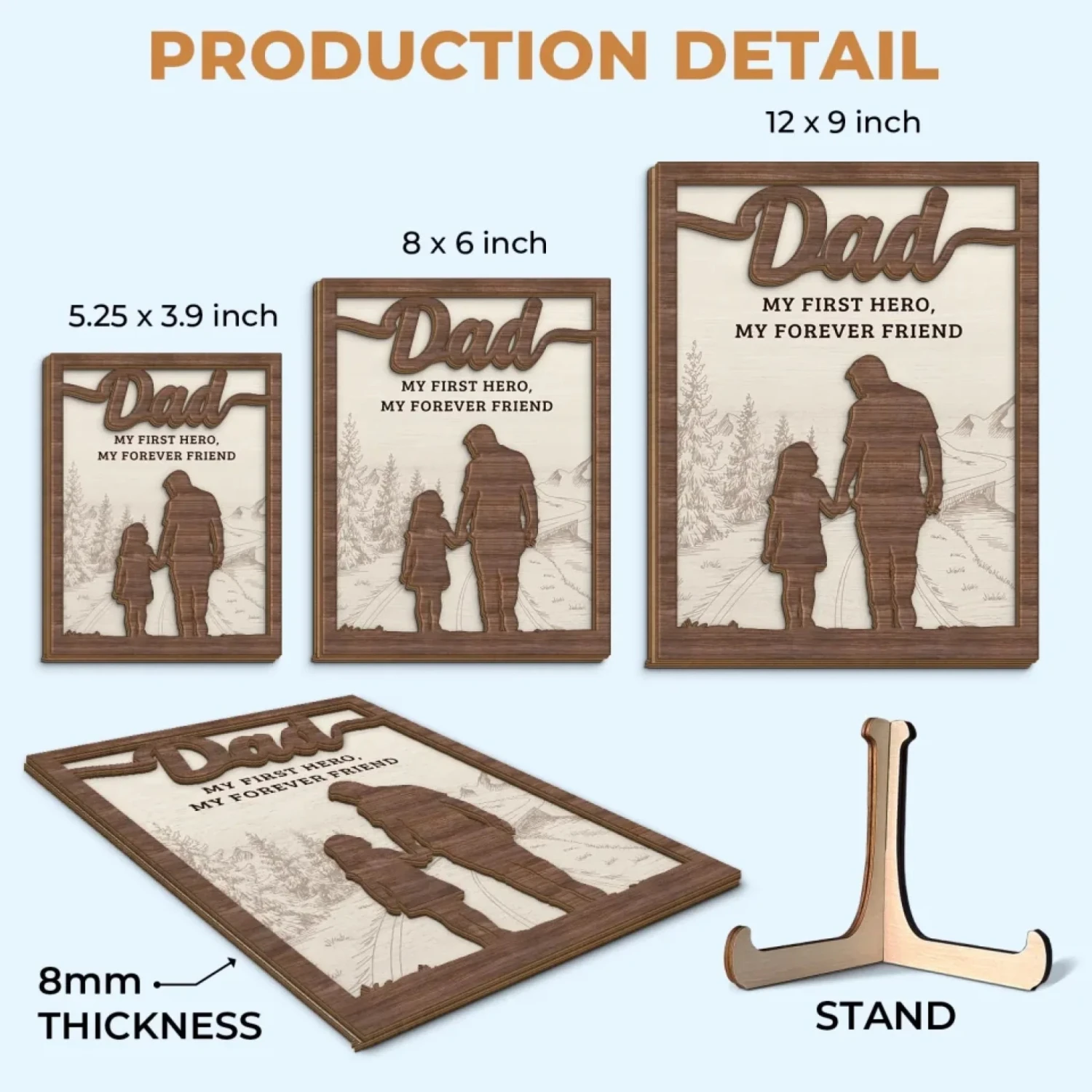My First Hero, My Forever Friend - Family Personalized Custom 2-Layered Wooden Plaque With Stand - Father's Day, Gift For Dad, Grandpa 6 My First Hero, My Forever Friend - Family Personalized Custom 2-Layered Wooden Plaque With Stand - Father's Day, Gift For Dad, Grandpa - Image 6