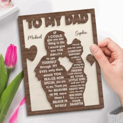 Forever Your Little Girl - Family Personalized Custom 2-Layered Wooden Plaque With Stand - Father's Day, Gift For Dad, Grandpa -Pawfect House Store 6805b4d8d3131