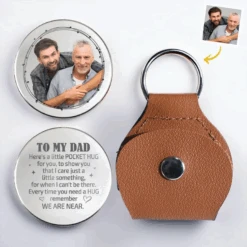 Custom Photo A Piece Of My Heart, Always By Your Side - Family Personalized Custom Pocket Hug - Father's Day, Gift For Dad, Grandpa, Son, Daughter, Grandson, Granddaughter
